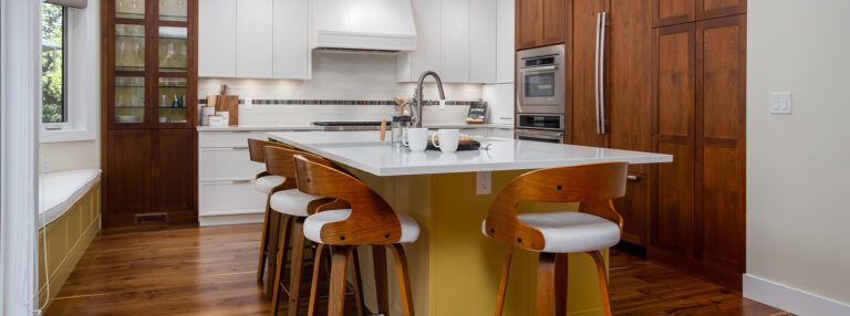Spaces17-home-renovation-maple-ridge-1 Kitchen with white counter top and wooden cabinets